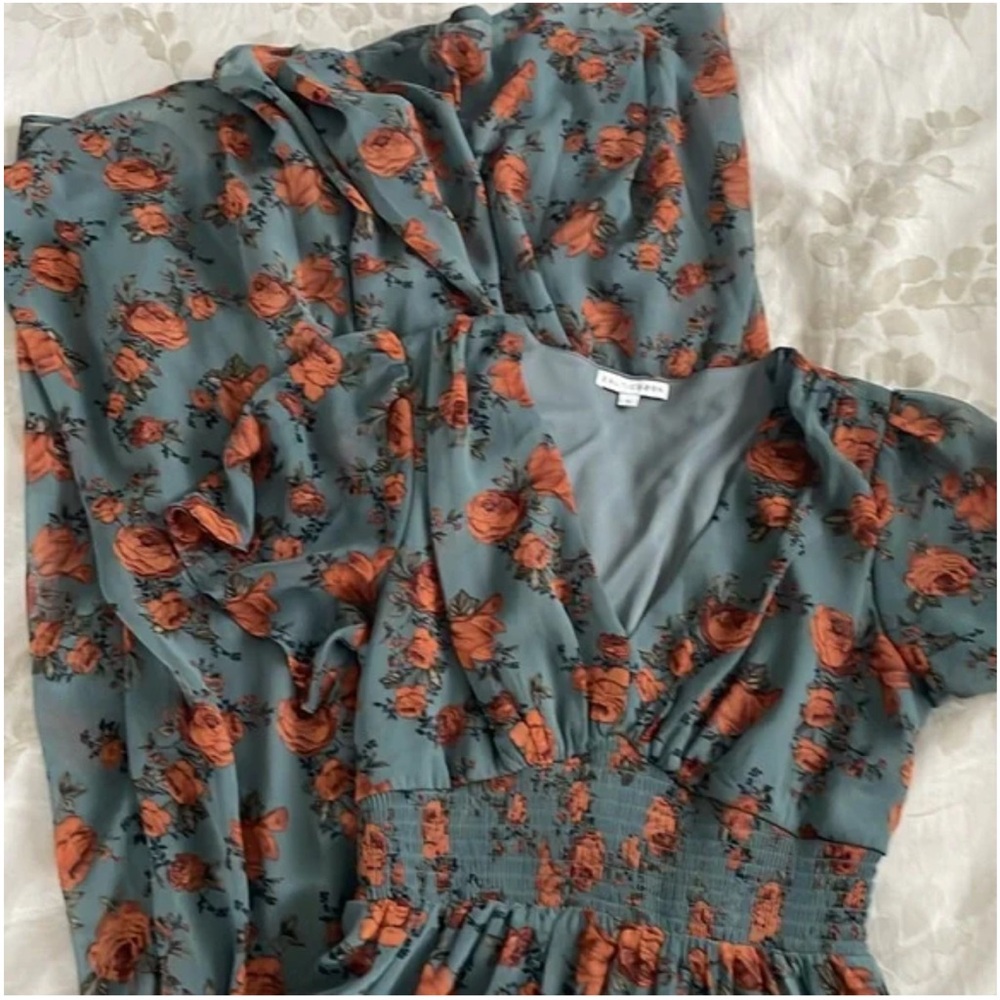 Baltic Born Teal and Rust Floral Maxi Dress - Picture 5 of 6